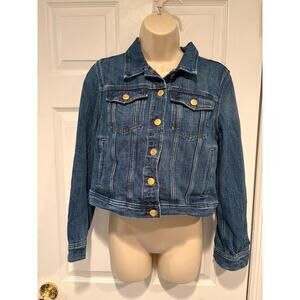 J.Crew Cropped Denim Trucker Jacket Women’s S Blue Jean Cotton Y2k Minimalist
